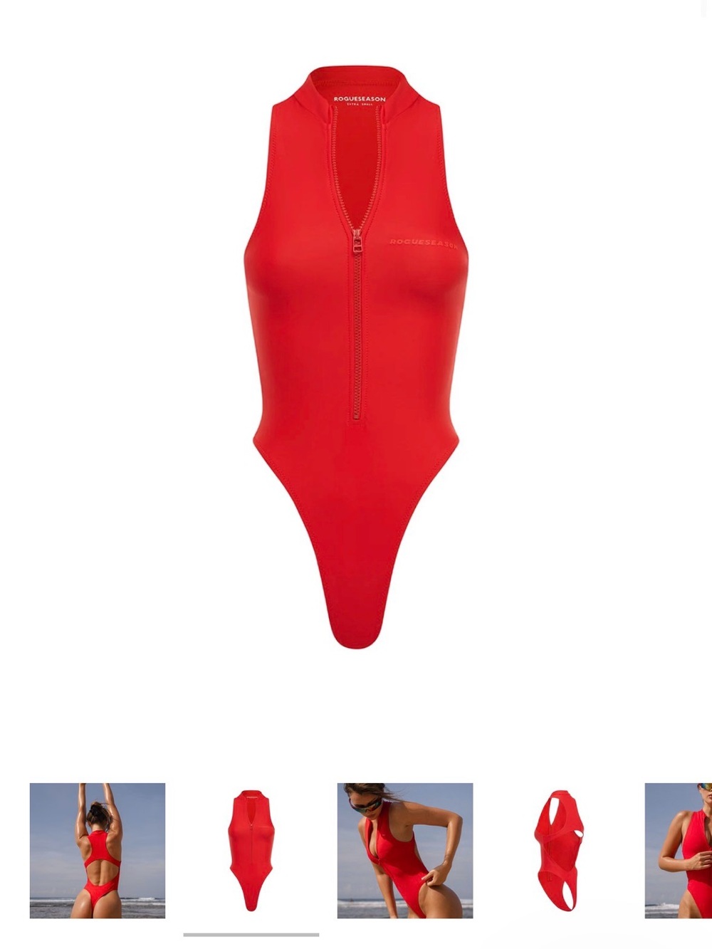 Rogue Red Zip-Front High-Cut One-Piece Swimsuit